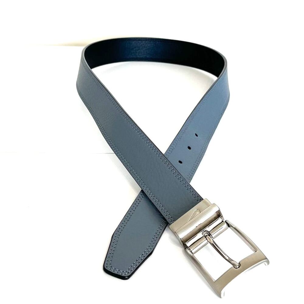 Nike Men's Slate Gray Leather Belt with Silver Buckle